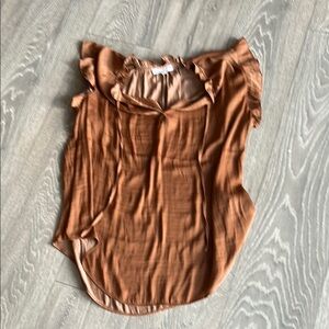 Women's Brown Ruffle Sleeve Top